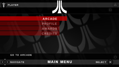 Atari Classics Evolved title screen for PSP